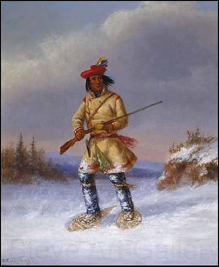 Cornelius Krieghoff Indian Trapper with Red Feathered Cap in Winter Germany oil painting art